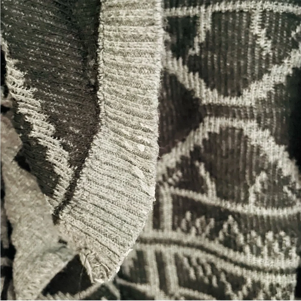 Say What? Acrylic Black and Gray Aztec Open Cardigan Sweater Size XL